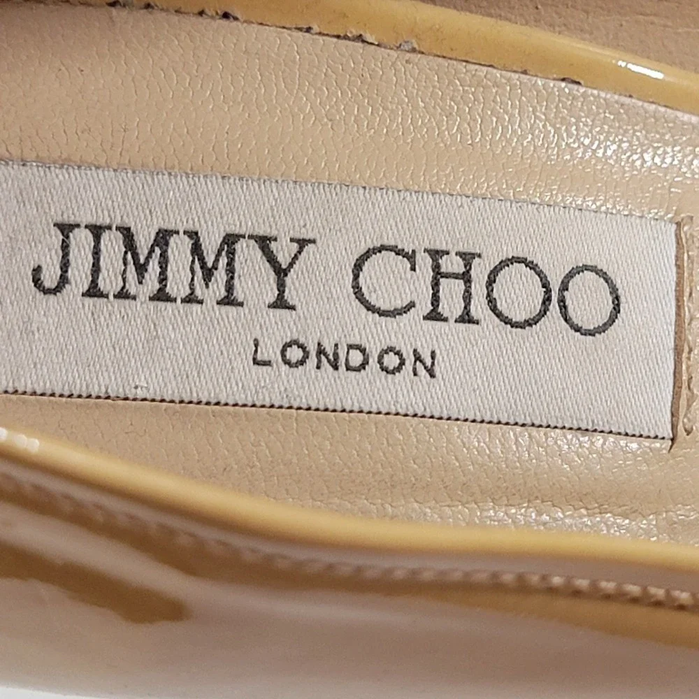 Jimmy Choo Papina Womens 9.5 Patent Leather Cork Wedge Platform High Heels Shoes - Picture 10 of 11